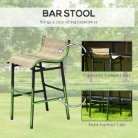 Outsunny 3 Piece Outdoor Bar Table and Stool Set with Canopy Garden Patio Furniture Beige(m-6)