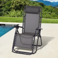 Outsunny Zero Gravity Lounger Adjustable Patio Lounge Chair Foldable Reclining Seat Outdoor Garden Portable Recliner Grey(m-1)