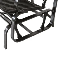 Outsunny Patio Rocking Chair Seat Rattan Wicker Garden Furniture Outdoor Rocker Aluminum Deep Coffee(m-6)