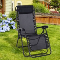 Outsunny Zero Gravity Lounger Adjustable Patio Lounge Chair Foldable Reclining Seat Outdoor Garden Portable Recliner Black(m-1)