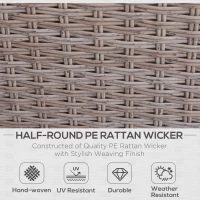 Outsunny 5 Piece Rattan Wicker Outdoor Patio Conversation Set 2 Cushioned Single Sofa Chair Foot Stool Glass End Desk Coffee Table Black(m-4)