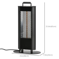 Outsunny Electric Patio Heater with Ultra-low Glare and 6 Heat Settings, 1200W Aluminium Alloy Freestanding Infrared Heater with Infrared Remote Control, Black(m-3)