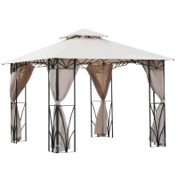 Outsunny 10’x10’ Gazebo Canopy Garden Shade Outdoor Waterproof Patio Awning Proof with Metal Frame and Curtains(m-2)