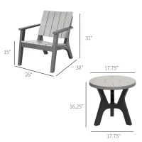 Outsunny 3 Pieces Garden Coffee Set Outdoor Bistro Set with 1 Round Table and 2 Armchairs Patio, PP, Light Coffee, Black(m-3)