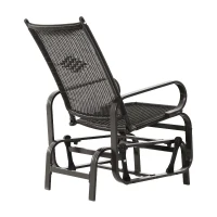 Outsunny Patio Rocking Chair Seat Rattan Wicker Garden Furniture Outdoor Rocker Aluminum Deep Coffee(m-2)