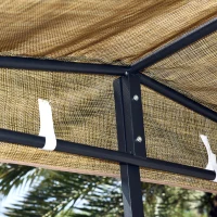 Outsunny 3 Piece Outdoor Bar Table and Stool Set with Canopy Garden Patio Furniture Beige(m-10)