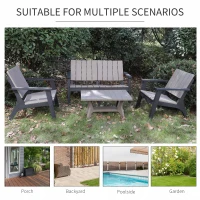 Outsunny 4 Piece Garden Furniture Set Patio Conversation Set 2-Seater Sofa 2 Single Chair Coffee Table with Storage Shelf for Lawn Backyard Poolside(m-6)
