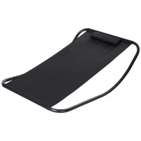 Outsunny Texteline Rocking Sun Lounger Garden Swing Hammock Bed with Steel Stand and Pillow for Patio Deck Beach and Pool Black(m-2)