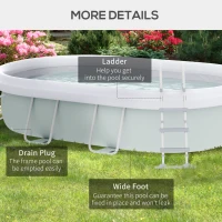Outsunny 18' x 10' x 3.5' Above Ground Swimming Pool, Non-Inflatable Rectangular Steel Frame Pool with Filter Pump, Safety Ladder for 1-8 People, Grey(m-6)