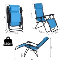 Outsunny Zero Gravity Lounger Adjustable Patio Lounge Chair Foldable Reclining Seat Outdoor Garden Portable Recliner Blue(m-3)