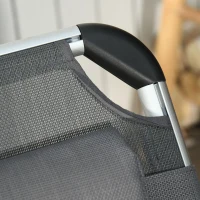Outsunny Folding Lounge Chair, Patio Lounger with Headrest, 5-Level Adjustable Backrest, and Aluminum Frame, Grey(m-9)