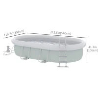 Outsunny 18' x 10' x 3.5' Above Ground Swimming Pool, Non-Inflatable Rectangular Steel Frame Pool with Filter Pump, Safety Ladder for 1-8 People, Grey(m-3)