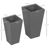 Outsunny 2-Pack Outdoor Planter Set, Flower Pots with Drainage Holes, Durable & Stackable Plant Pot, 22in & 18in, for Porch, Entryway, Patio, Yard, Garden, Gray(m-3)