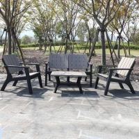 Outsunny 4 Piece Garden Furniture Set Patio Conversation Set 2-Seater Sofa 2 Single Chair Coffee Table with Storage Shelf for Lawn Backyard Poolside(m-1)