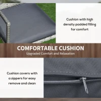 Outsunny 3 Pieces Patio Bar Set, Wicker Bistro Set, PE Rattan Bar Table and Chairs with Soft Padded Cushions, Storage Shelf, Wood Grain Plastic Top, Mixed Gray(m-5)