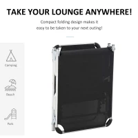 Outsunny Folding Lounge Chair, Patio Lounger with Headrest, 5-Level Adjustable Backrest, and Aluminum Frame, Black(m-5)