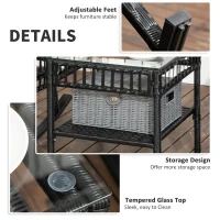 Outsunny 3 Pieces Outdoor PE Rattan Rocker Chair Set, Rocking Chair with Tempered Glass Table Top,25"x26"x28", Orange(m-7)