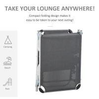 Outsunny Folding Lounge Chair, Patio Lounger with Headrest, 5-Level Adjustable Backrest, and Aluminum Frame, Grey(m-5)