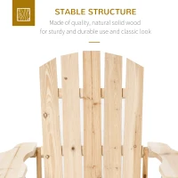 Outsunny Wood Adirondack Chair, Outdoor Patio Muskoka Chair with Slatted Design for Deck, Garden, Backyard, Fire Pit, Natural(m-4)