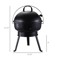 Outsunny Outdoor Light Weight Charcoal Grill Anti-Scald Handle Air Outlet Design Black(m-3)