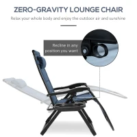 Outsunny Zero Gravity Lounger Chair, Padded Folding Reclining Patio Chair with Cup Holder, Detachable Headrest, Extra Wide Seat, 400 LBS Capacity for Pool, Camping, Blue(m-4)