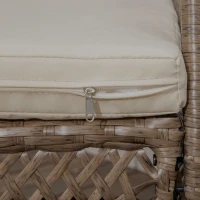 Outsunny 7 Pieces Wicker Patio Dining Set Outdoor Furniture Set with Removable Cushions, Glass Top Dining Table, PE Rattan Conversation Set for Garden Poolside Backyard, Beige(m-9)