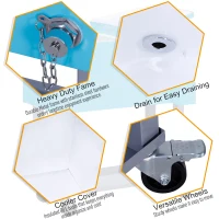 Outsunny 80 Quart Rolling Cooler Cart Portable Patio Ice Beer Beverage Cooling Bin with Bottle Opener, Catch Tray and Drain Plug Light Blue(m-6)