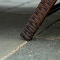 Outsunny Wicker Patio Lounger, Outdoor S Shape Recliners Lounge Chair w/ 5-Level Adjustable Backrest, Soft Padded Cushion Perfect for Outdoor Use, Dark Blue(m-9)