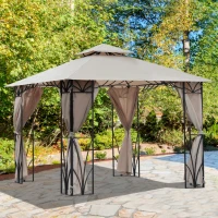 Outsunny 10’x10’ Gazebo Canopy Garden Shade Outdoor Waterproof Patio Awning Proof with Metal Frame and Curtains(m-1)