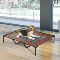 PawHut Elevated Dog Bed, Foldable Raised Dog Cot for XL Sized Dogs, Indoor & Outdoor, 48" x 36" x 9", Coffee(m-1)