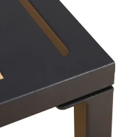 Outsunny 5pcs Garden Sectional Loveseat Single Recliner Sofa w/ Footstool Coffee Table Set Metal Frame Patio Lounger w/ Cushions(m-6)