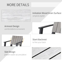 Outsunny 3 Pieces Garden Coffee Set Outdoor Bistro Set with 1 Round Table and 2 Armchairs Patio, PP, Light Coffee, Black(m-5)