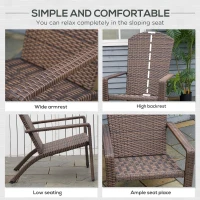 Outsunny 2 Pieces Adirondack Chair Patio Wicker Muskoka Chair, Outdoor PE Rattan Fire Pit Chair for Poolside, Balcony, Deck, Garden, Backyard, Dark Brown(m-4)