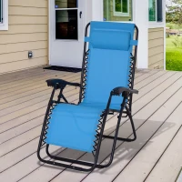 Outsunny Zero Gravity Lounger Adjustable Patio Lounge Chair Foldable Reclining Seat Outdoor Garden Portable Recliner Blue(m-1)