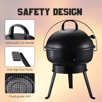 Outsunny Outdoor Light Weight Charcoal Grill Anti-Scald Handle Air Outlet Design Black(m-6)