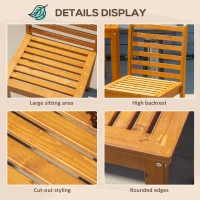 Outsunny 5 Pieces Patio Dining Set for 4, Wooden Outdoor Table and Chairs with Slatted Design for Garden, Patio, Backyard, Orange(m-6)