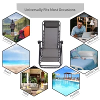 Outsunny Zero Gravity Lounger Adjustable Patio Lounge Chair Foldable Reclining Seat Outdoor Garden Portable Recliner Grey(m-7)