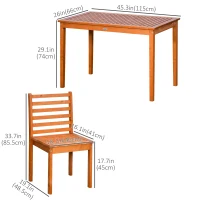 Outsunny 5 Pieces Patio Dining Set for 4, Wooden Outdoor Table and Chairs with Slatted Design for Garden, Patio, Backyard, Orange(m-3)