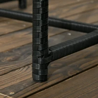 Outsunny 3 Pieces Rocking Bistro Set, Outdoor Wicker Patio Furniture with Glass Coffee Table and Outside Rocking Chairs for Porch, Conversation Sets with Thick Cushions, Blue(m-9)