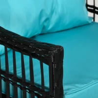 Outsunny 3 Pieces Outdoor PE Rattan Rocker Chair Set, Rocking Chair with Tempered Glass Table Top,25"x26"x28", Turquoise Green(m-10)