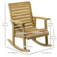 Outsunny Wooden Outdoor Rocking Chair, Patio Traditional Rocking Chair, Slatted Structure Porch Rocker w/ Armrest for Both Outdoor and Indoor, Light Brown(m-3)