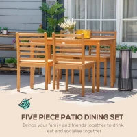 Outsunny 5 Pieces Patio Dining Set for 4, Wooden Outdoor Table and Chairs with Slatted Design for Garden, Patio, Backyard, Orange(m-4)