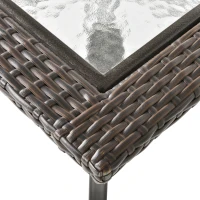 Outsunny Patio 5 PCS Rattan Wicker Bar Chairs Set Foldable Portable Outdoor & Indoor UV Resistant Barstools Garden Furniture Set w/ Glass Table Brown(m-9)