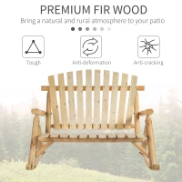Outsunny Wooden Adirondack Rocking Chair, Outdoor Rustic Double Rocking Chair with Slatted Design for 2 Persons, Suit for Garden, Balcony, Porch, Natural(m-7)