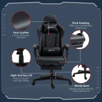 Vinsetto High Back Racing Gaming Chair with Swivel Wheel, PVC Leather Recliner Gamer Desk Home Office Chair, Black Red(m-7)