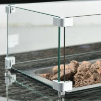 Outsunny 6 Piece Patio Furniture Set with 50,000 BTU Gas Fire Pit Table, Outdoor PE Rattan Dining Table and Chair Set, Sectional Conversation Sofa Set with Cushions, Grey(m-9)