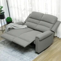 HOMCOM 2 Seater Recliner Sofa with Manual Pull Tab, Fabric Reclining Sofa, RV Couch, Home Seating, Gray(m-7)