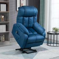 HOMCOM Lift Chair for Elderly Power Lift Recliner Chair with Side Pocket and Remote Control for Living Room Blue(m-2)