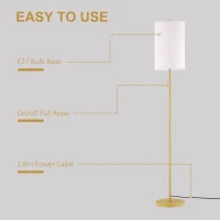 HOMCOM Modern Floor Lamp w/ Steel Frame and Pull Rope Switch, Standing Lamp for Living Room, Bedroom, Office(m-5)
