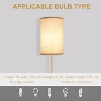 HOMCOM Modern Floor Lamp w/ Steel Frame and Pull Rope Switch, Standing Lamp for Living Room, Bedroom, Office(m-6)